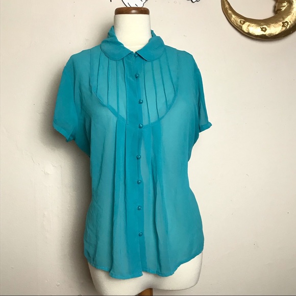 East 5th Tops - Vintage Style Chiffon Button Down Blouse
